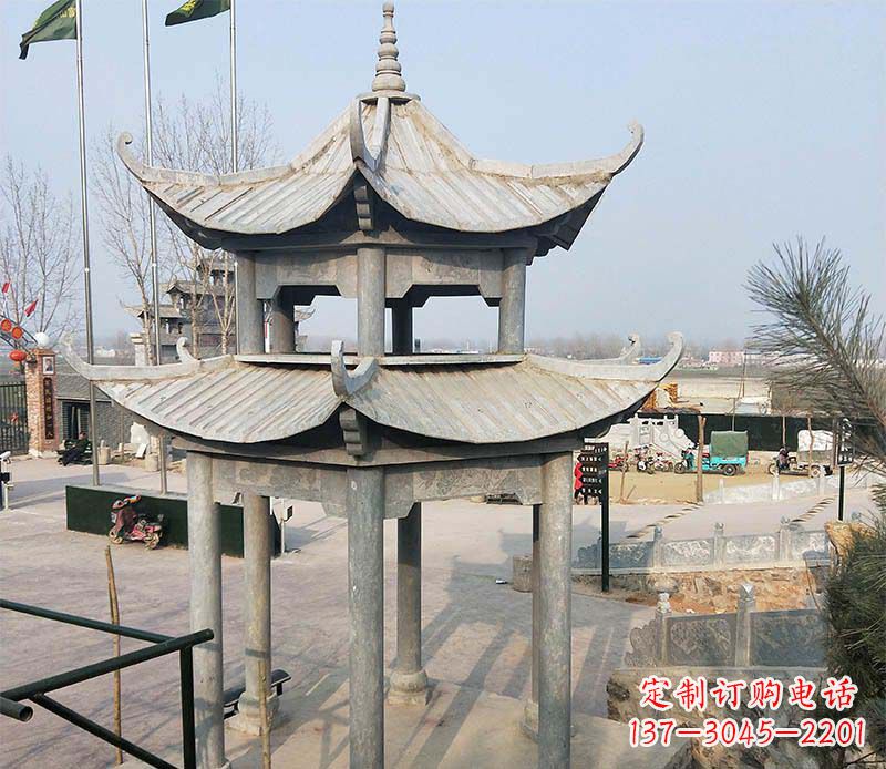 山东双层户外凉亭石雕