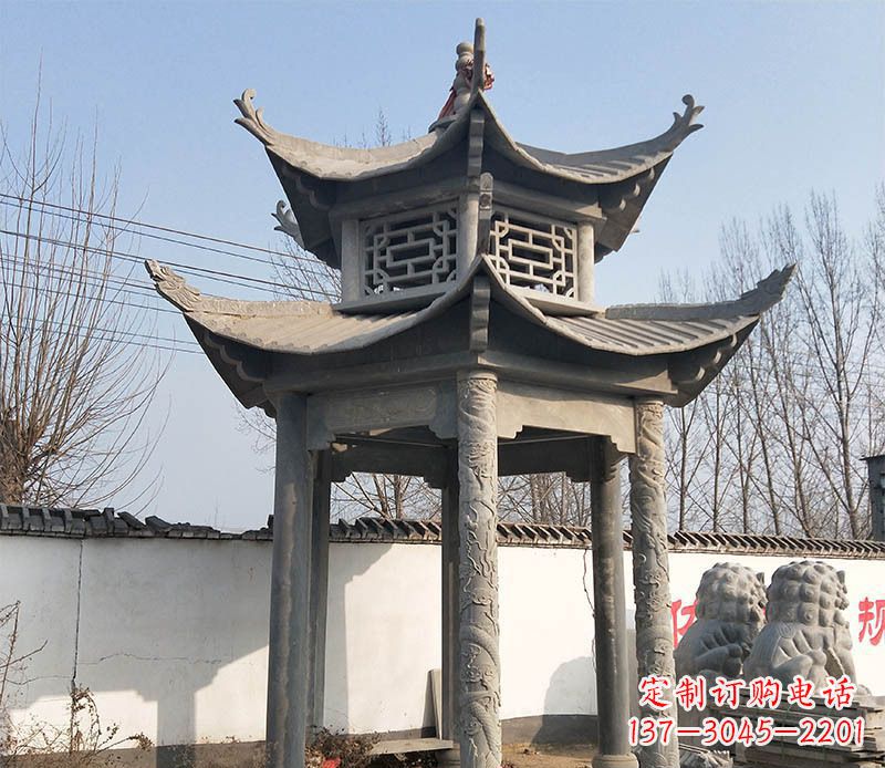 山东双层户外凉亭石雕 (2)