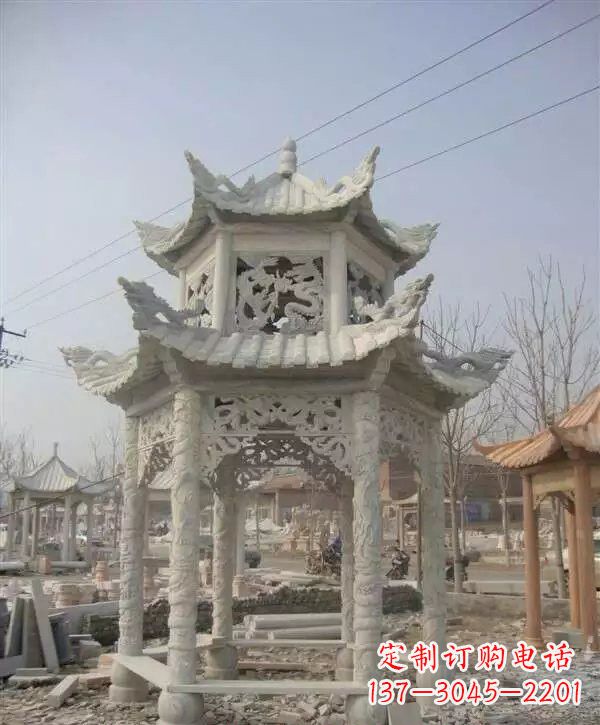 山东双层凉亭石雕