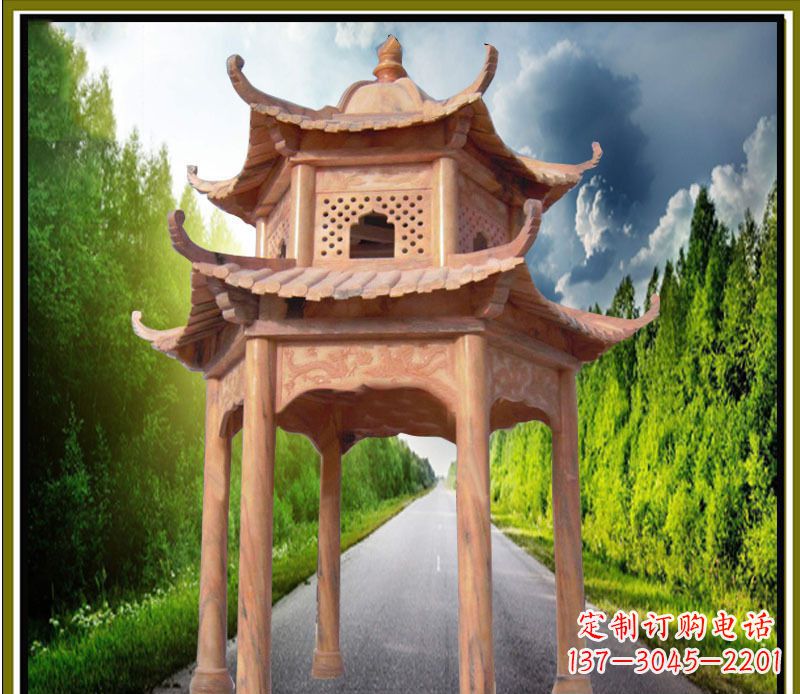 山东双层凉亭园林石雕