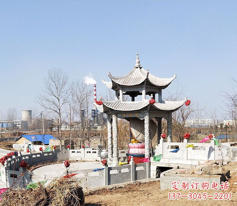山东双层石凉亭石雕 (2)