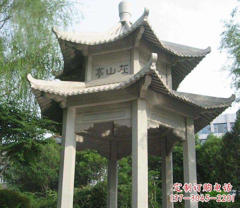 山东双层石凉亭石雕