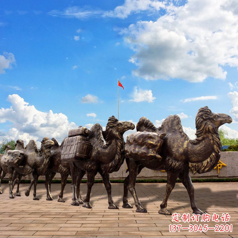 山东丝绸之路骆驼队仿铜景观雕塑