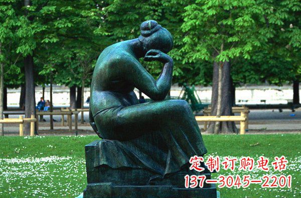 山东思考的女人青铜人物铜雕