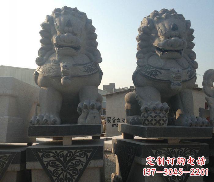 山东寺庙景观仿古石狮子 (2)