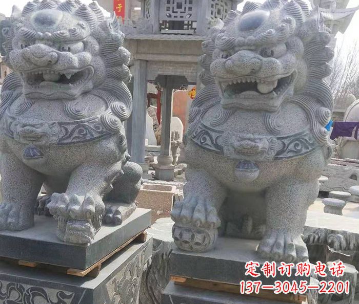 山东寺庙景观仿古石狮子 (3)