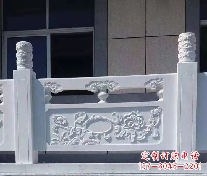 山东寺庙景观汉白玉石浮雕栏板 (4)