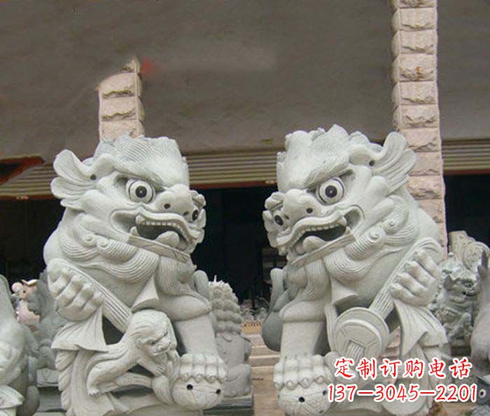 山东寺庙景观南方狮子石雕 (2)