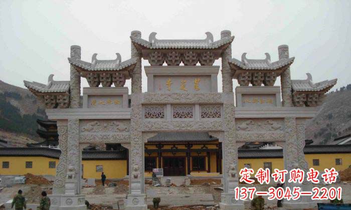 山东寺庙景观三门五楼石牌坊