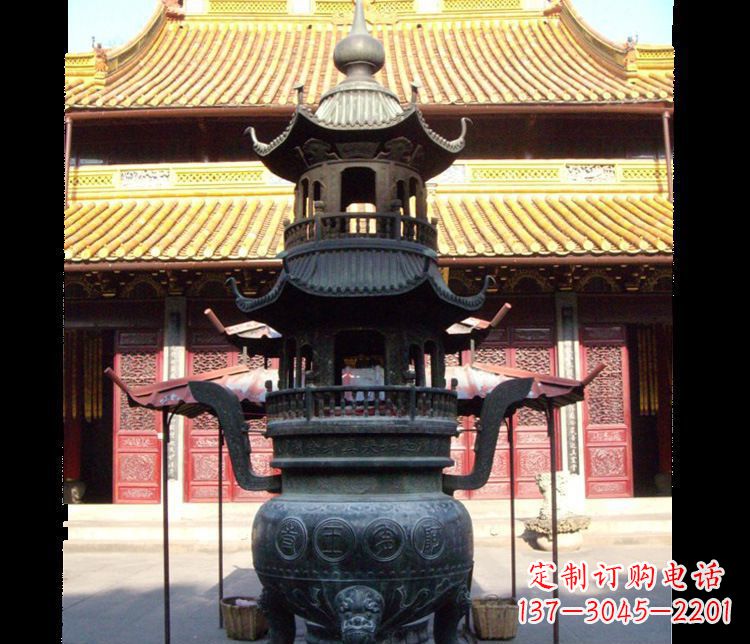 山东寺庙景观香炉铜雕