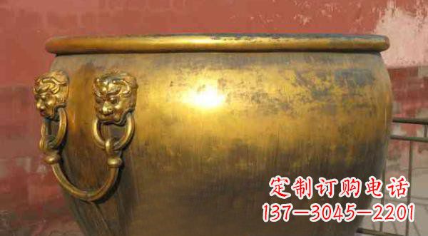 山东寺庙水缸铜雕 (2)