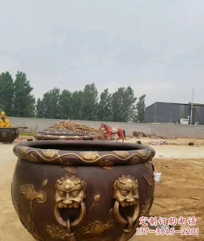 山东寺庙水缸铜雕 (4)
