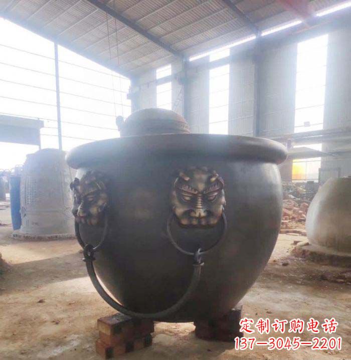 山东寺庙水缸铜雕