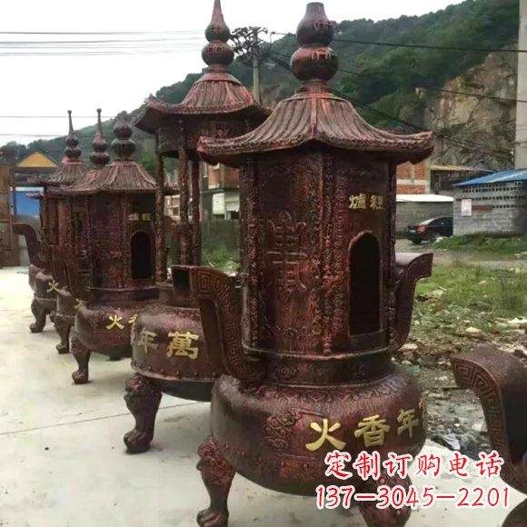 山东寺庙铜香炉雕塑