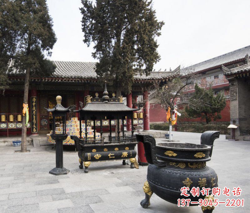 山东寺庙铜香炉铜雕