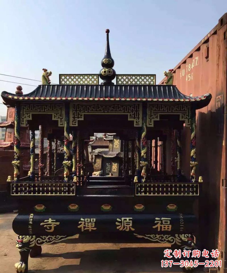 山东寺庙香炉铜雕 (2)
