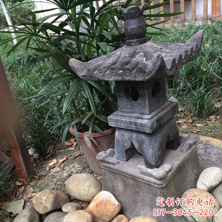 山东寺庙园林青石做旧仿古石灯