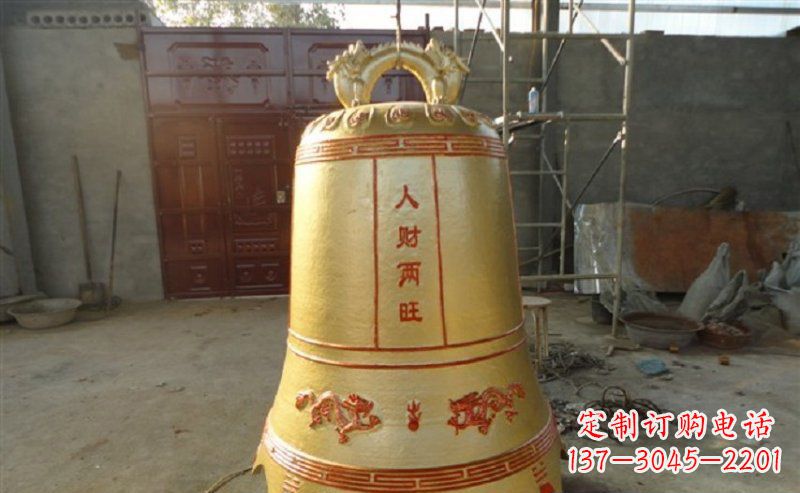 山东寺庙铸铜钟雕塑