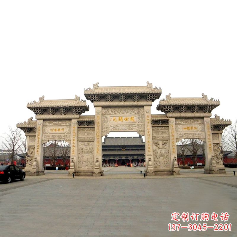 山东寺院景区石雕牌坊