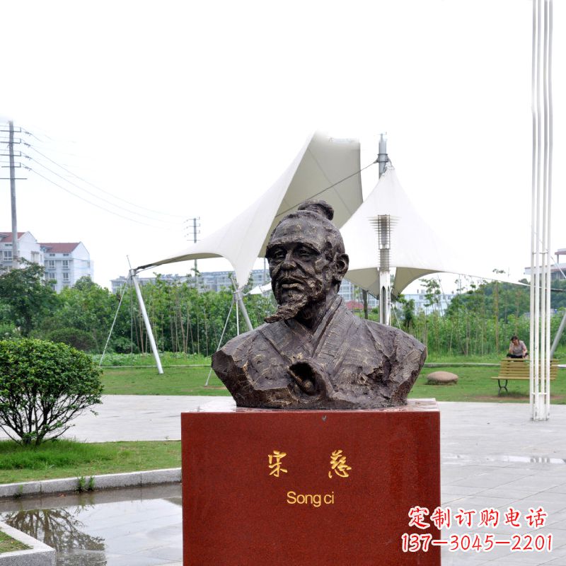 山东宋慈铸铜头像雕塑-古代十大名医园林广场人物雕塑