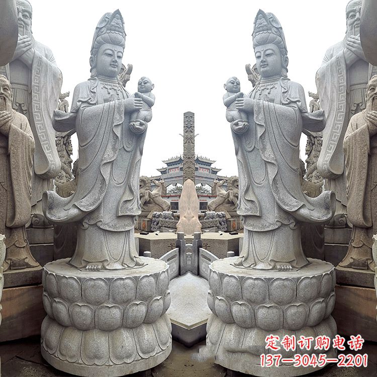 山东送子观音青石雕塑