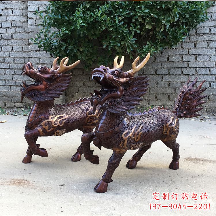 山东送子麒麟铜雕塑