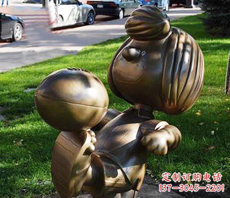 山东踢球的小女孩铜雕