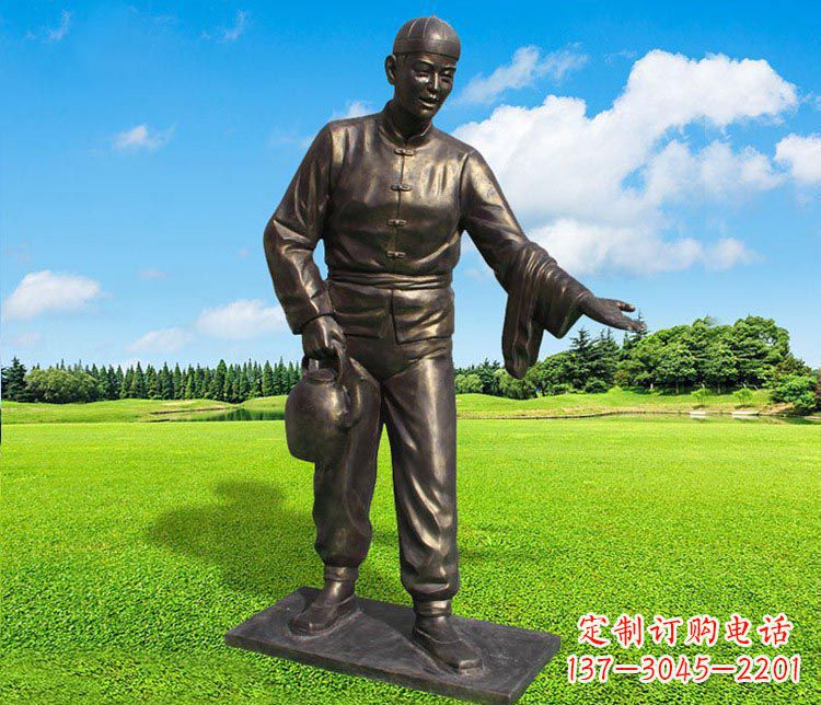 山东提茶壶的店小二铜雕