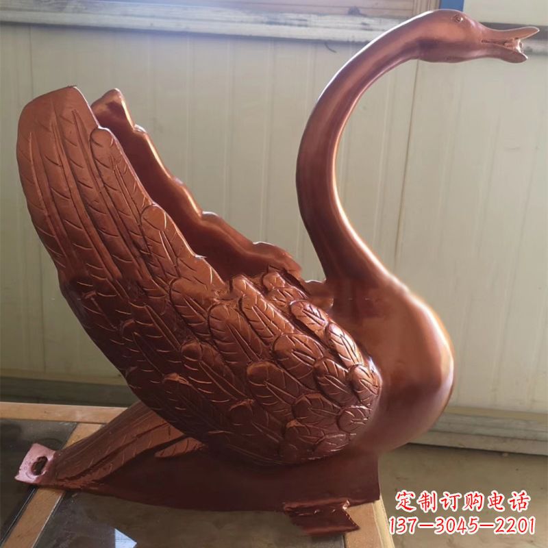 山东天鹅铜雕塑,喷泉吐水天鹅装饰摆件