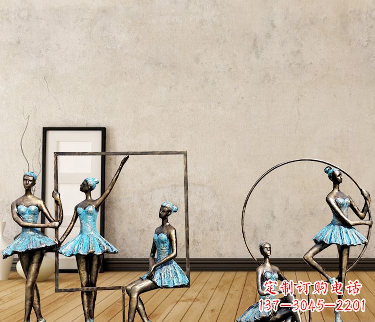 山东跳芭蕾舞的女孩和相框铜雕