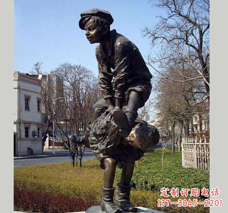 山东跳山羊人物铜雕