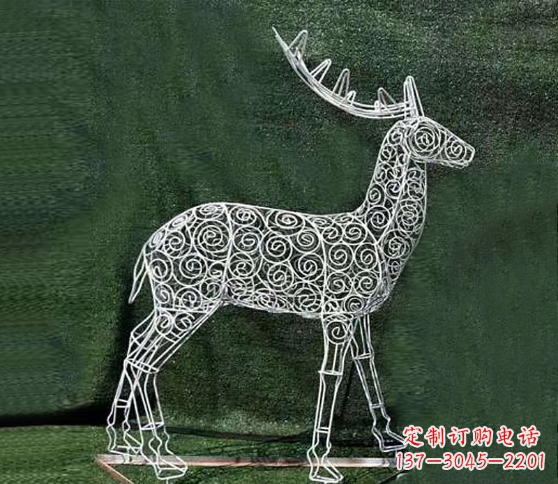 山东铁艺不锈钢镂空梅花鹿雕塑