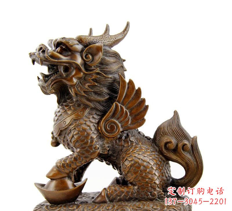 山东铜雕踩元宝麒麟