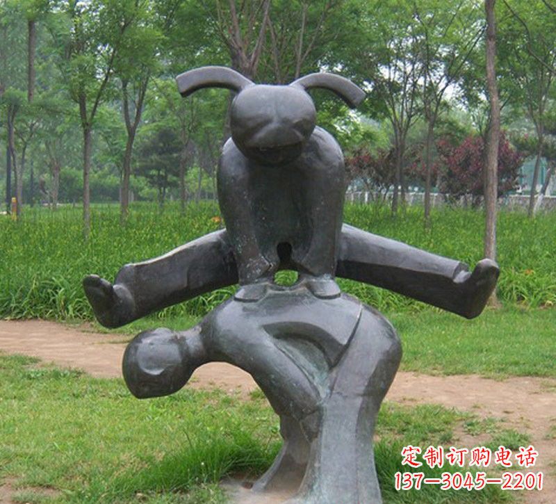 山东铜雕抽象跳山羊儿童