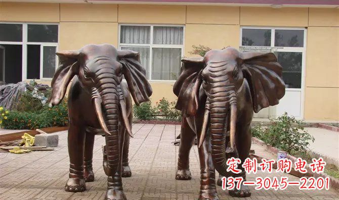 山东铜雕大象公司门口动物雕塑