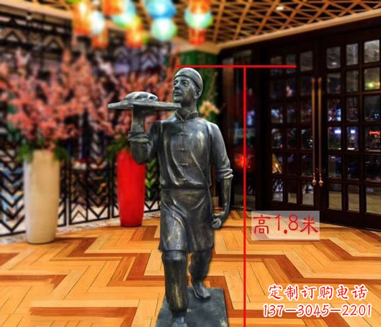 山东铜雕店小二人物雕塑 (2)