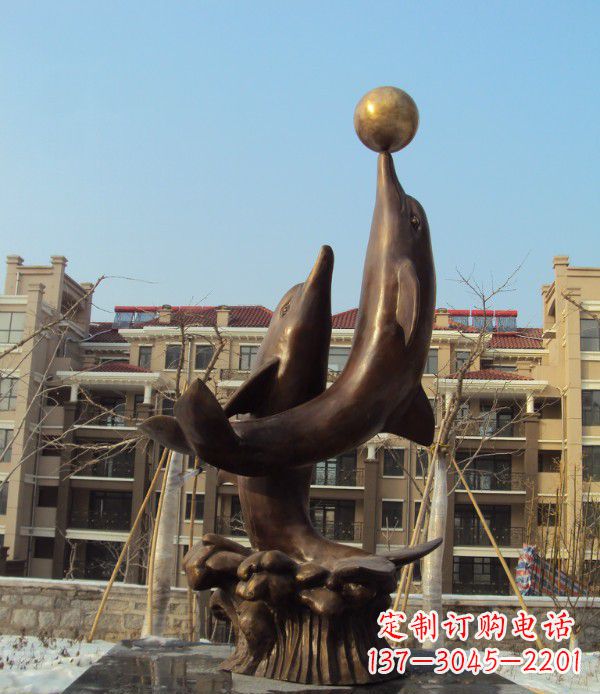 山东铜雕海豚雕塑 (2)