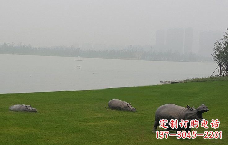 山东铜雕河马公园动物雕塑