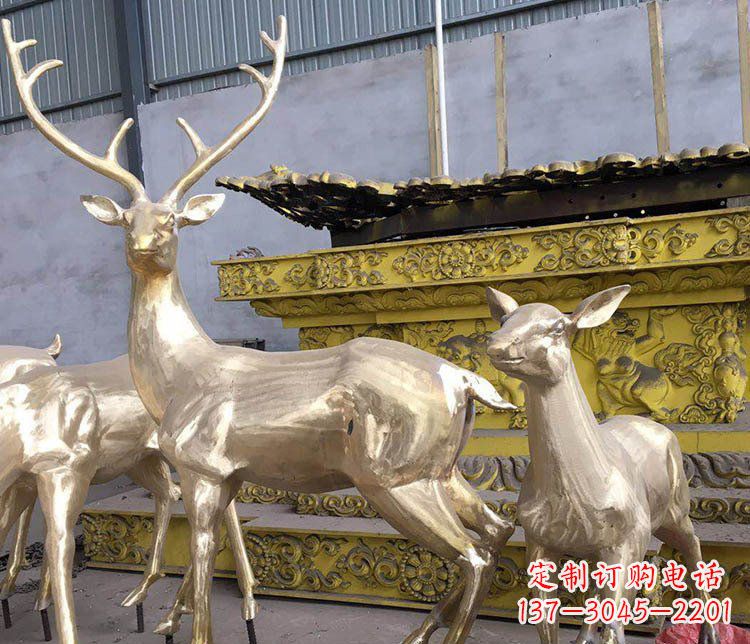 山东铜雕户外动物小鹿雕塑