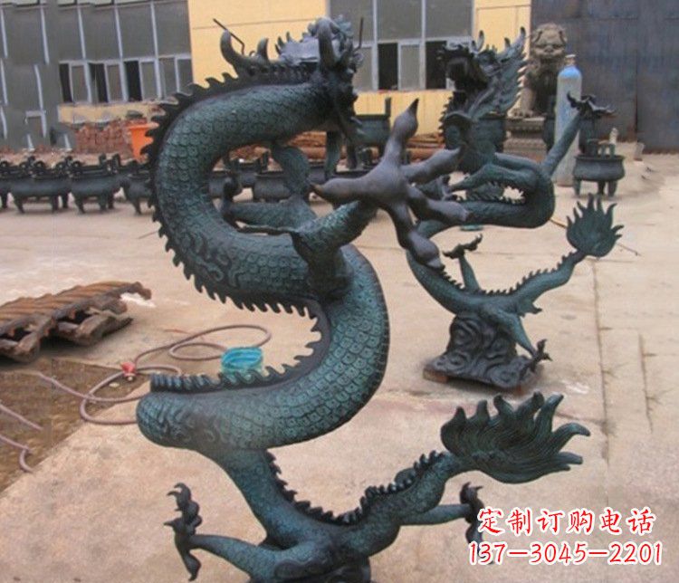 山东铜雕户外装饰神龙雕塑摆件