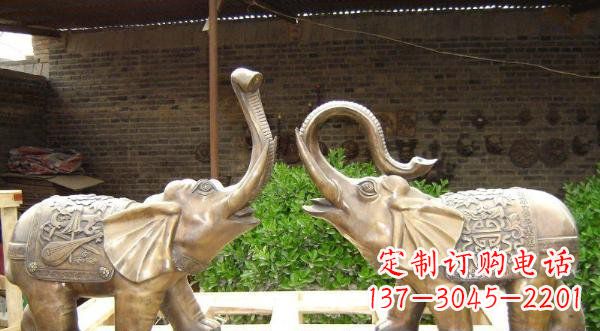 山东铜雕吉祥小象公园动物雕塑