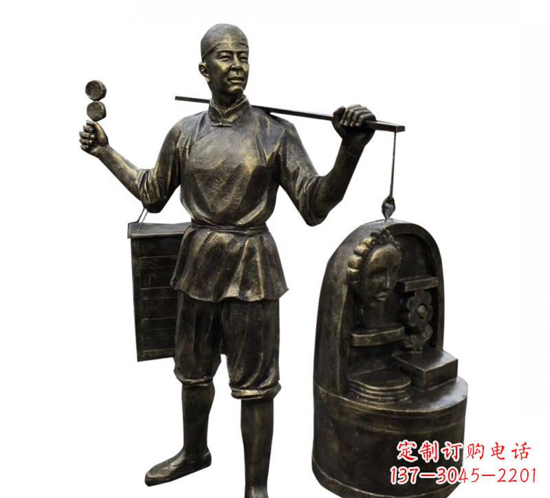 山东铜雕卖货郎