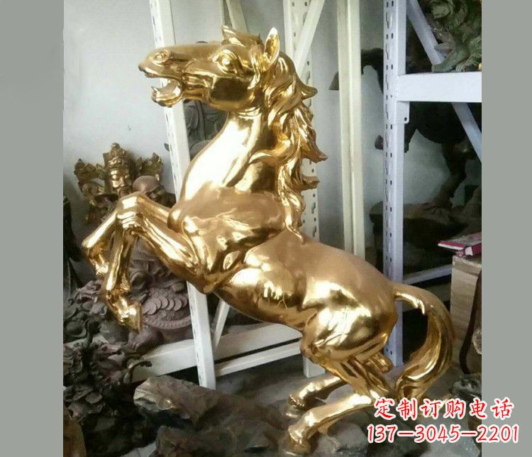 山东铜雕商场招财动物马雕塑 (2)
