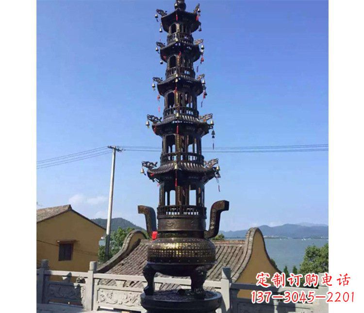 山东铜雕寺庙大型多层香炉
