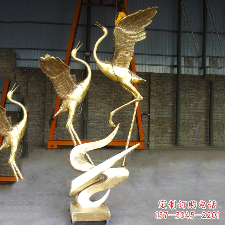 山东铜雕仙鹤景观雕塑