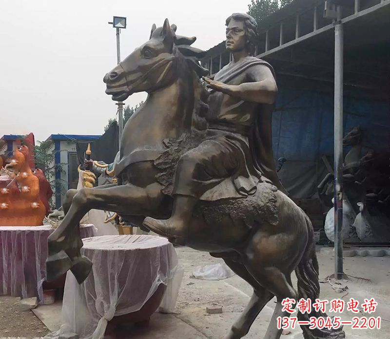 山东铜雕现代骑马人物公园景观