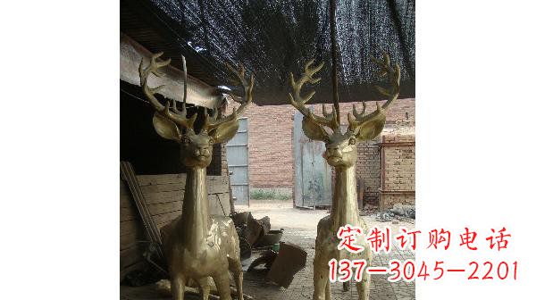 山东铜雕小鹿公园动物雕塑 (2)