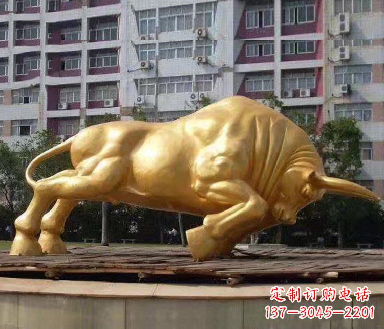 山东铜雕小区动物牛摆件 (3)