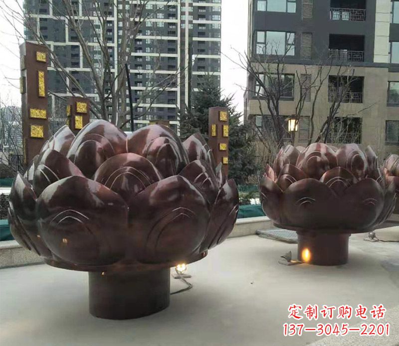 山东铜雕小区景观荷花