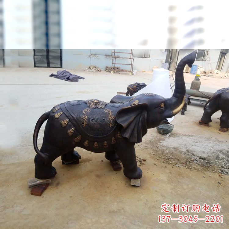 山东铜雕小象雕塑摆件